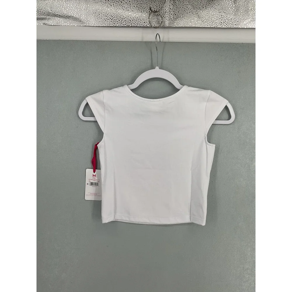 Justice Girls Cap Sleeve Seamless Top White Square Neck M 10